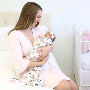 Caden Lane SOLID BLUSH BAMBOO KNIT MATERNITY ROBE